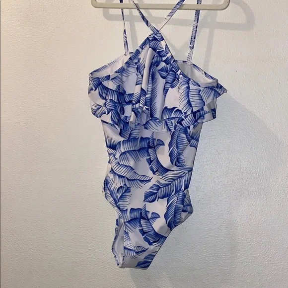 Janie and Jack blue Leaf Print Kids size 12 Swimsuit - Picture 1 of 8